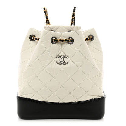 Chanel Aged Calfskin Quilted Small Gabrielle Backpack Black White 1 of 10