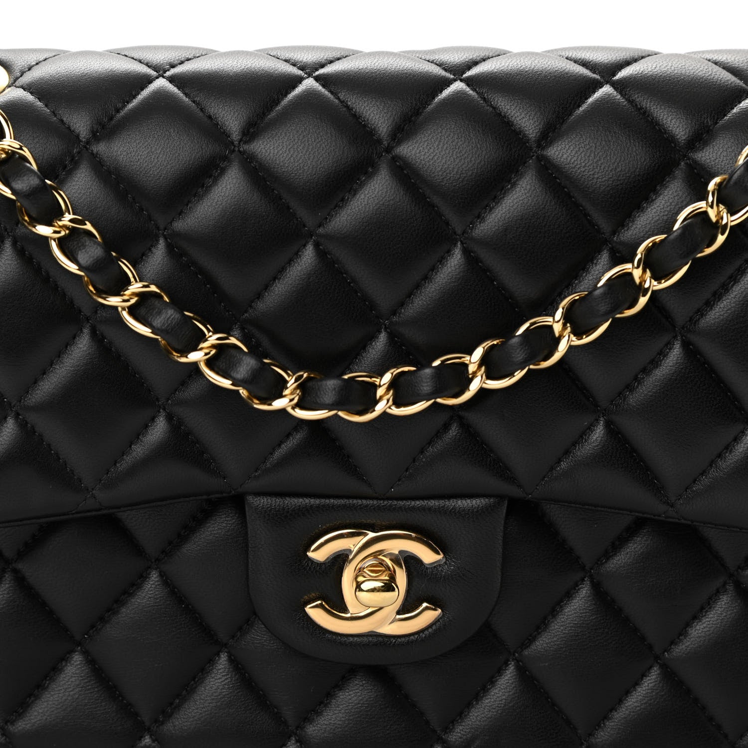 Chanel Lambskin Quilted Medium Double Flap Black 7 of 9