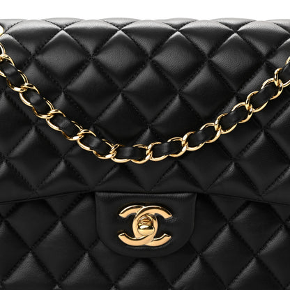 Chanel Lambskin Quilted Medium Double Flap Black 7 of 9