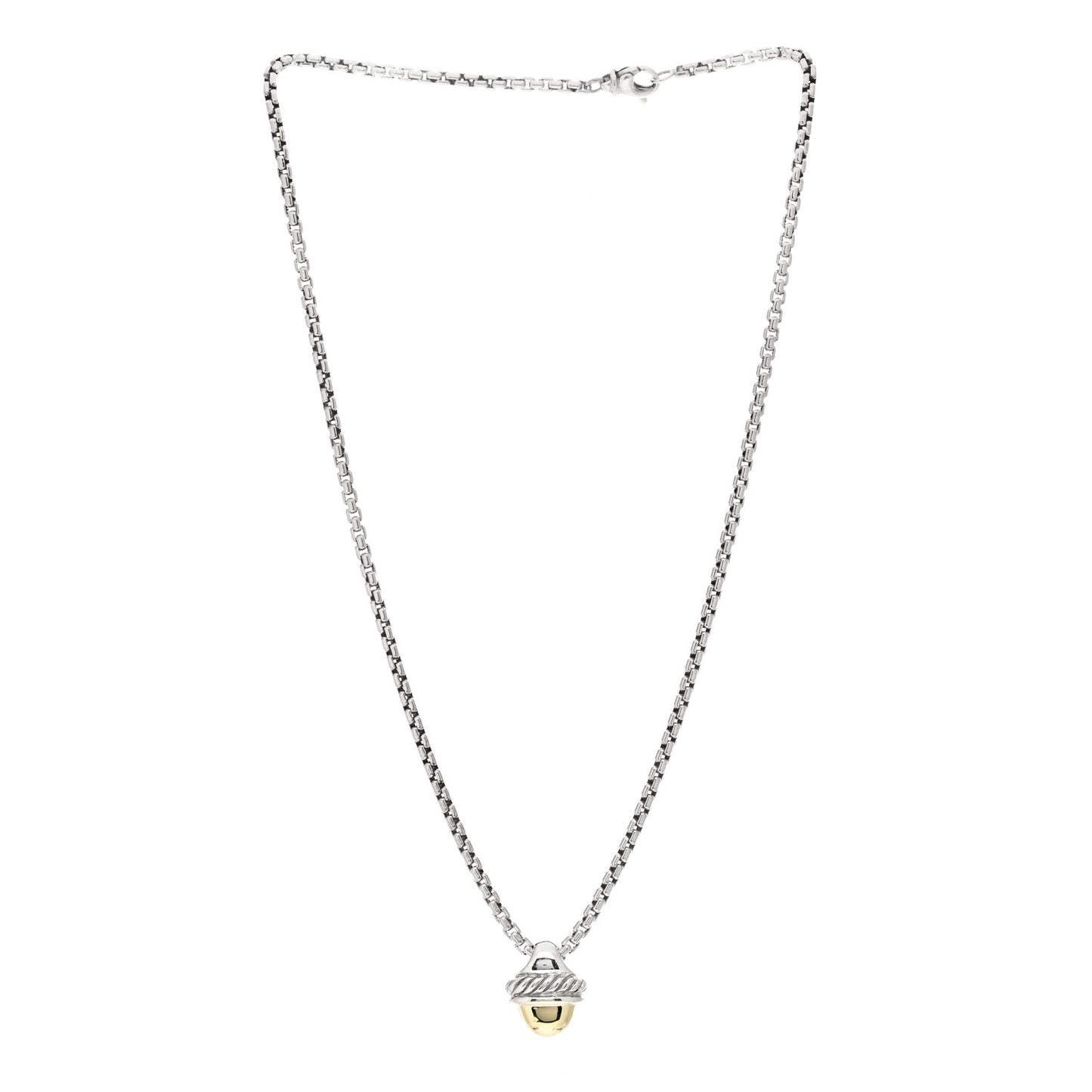 Sterling Silver 14K Yellow Gold Acorn Pendant Necklace