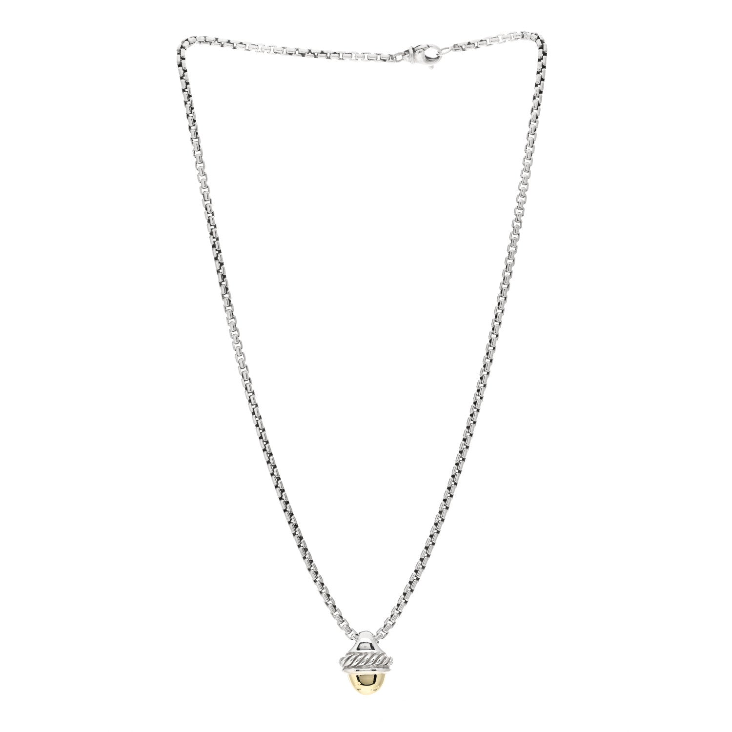 David Yurman Sterling Silver 14K Yellow Gold Acorn Pendant Necklace 2 of 3