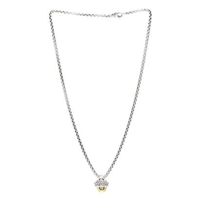 David Yurman Sterling Silver 14K Yellow Gold Acorn Pendant Necklace 2 of 3