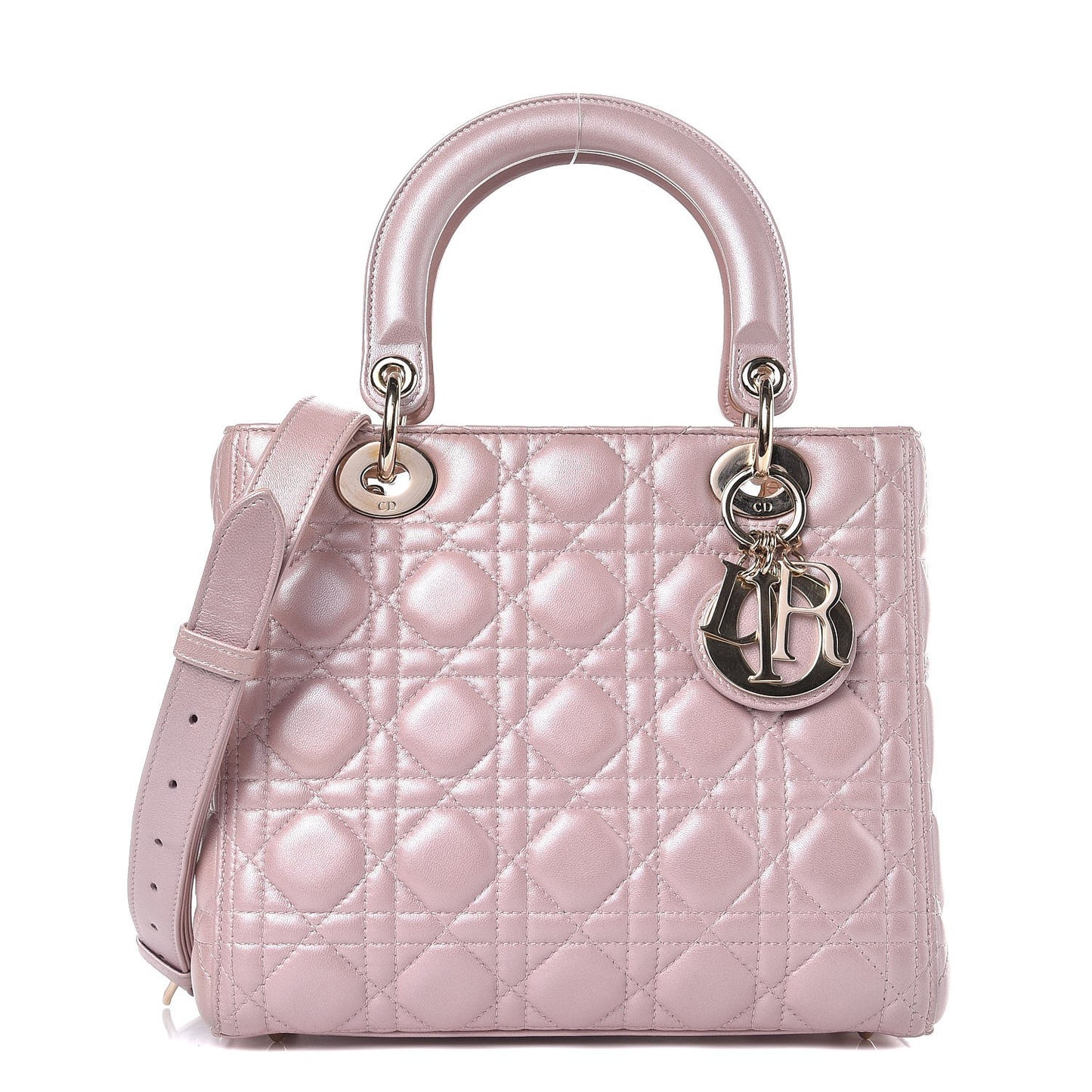 Pearly Lambskin Cannage Medium Lady Dior Lotus