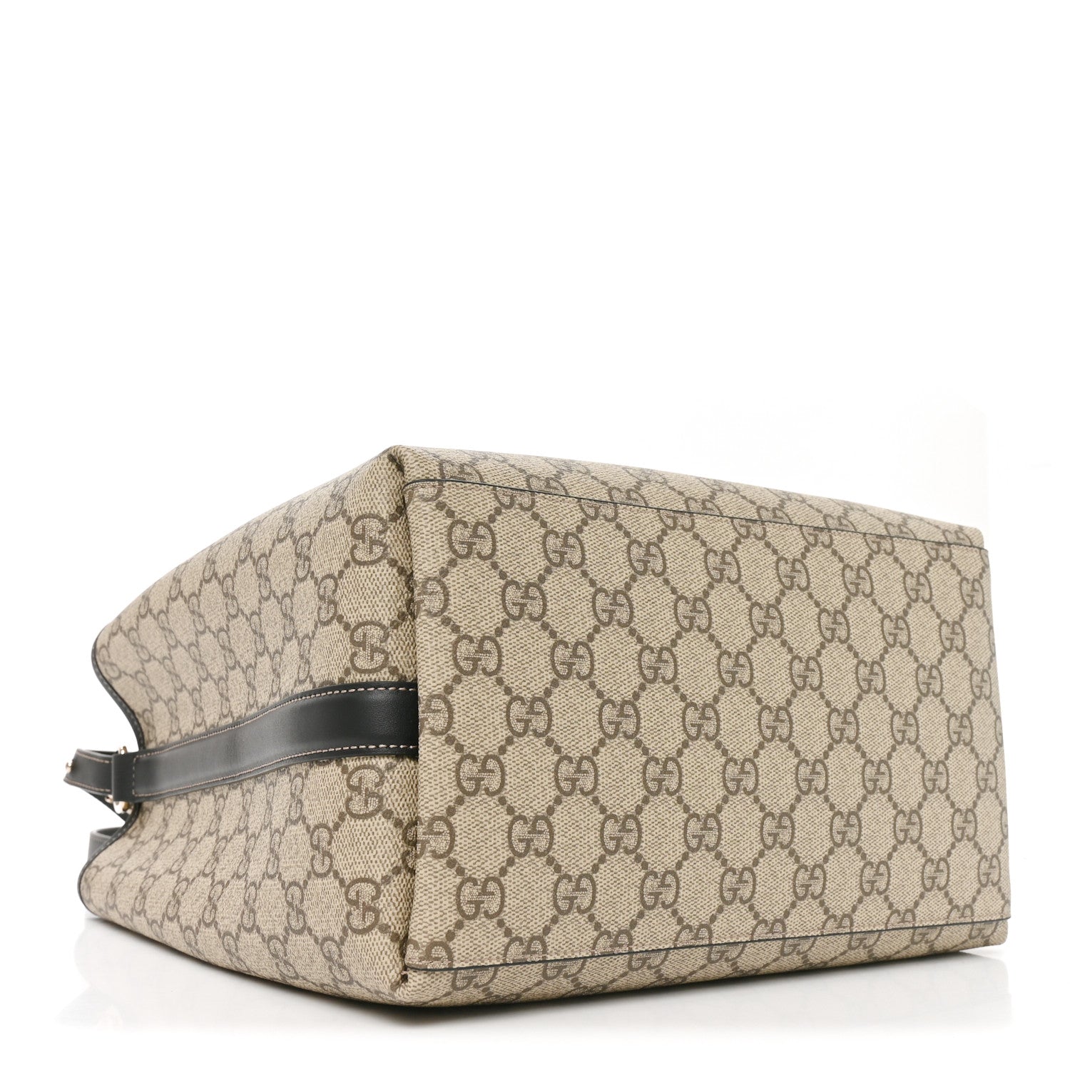 Gucci GG Supreme Monogram Medium Emblem Bucket Bag Beige Dark Brown Black 4 of 10
