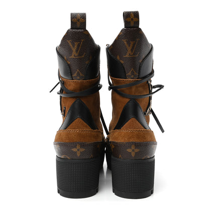 Louis Vuitton Suede Calfskin Monogram Laureate Platform Desert Boots 36 Cognac 6 of 9