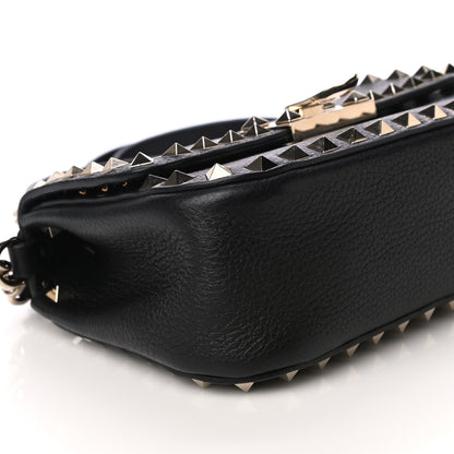 Valentino Garavani Grainy Calfskin Small Rockstud Top Handle Bag Black 9 of 10