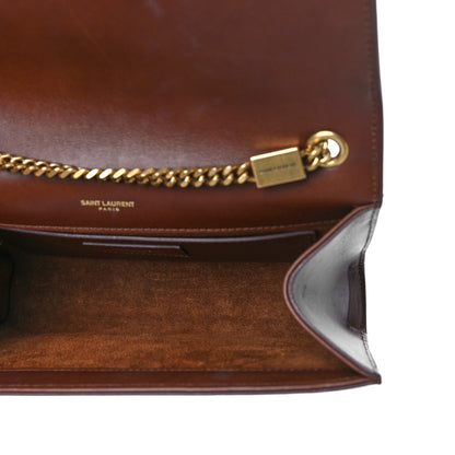 Saint Laurent Calfskin Floral Tooling Embossed Medium Classic Monogram Kate Satchel Toasted Brown 5 of 10