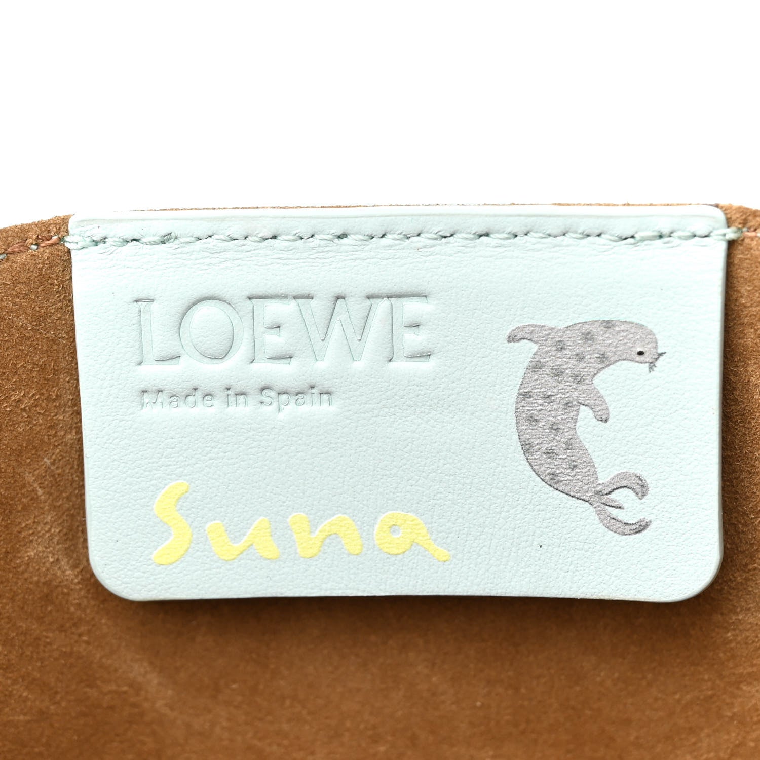 Loewe X SUNA FUJITA Shiny Calfskin Penguin Mini Puzzle Fold Tote Blue Iceberg 6 of 11