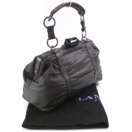 Leather Draped Frame Bag Grey