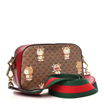 Gucci X DORAEMON Mini Vintage GG Supreme Monogram Shoulder Bag Beige Cherry Red 3 of 11