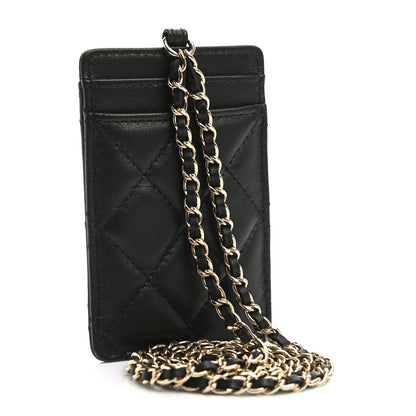 Chanel Lambskin Quilted Glitter Card Holder On Chain Black 3 of 8