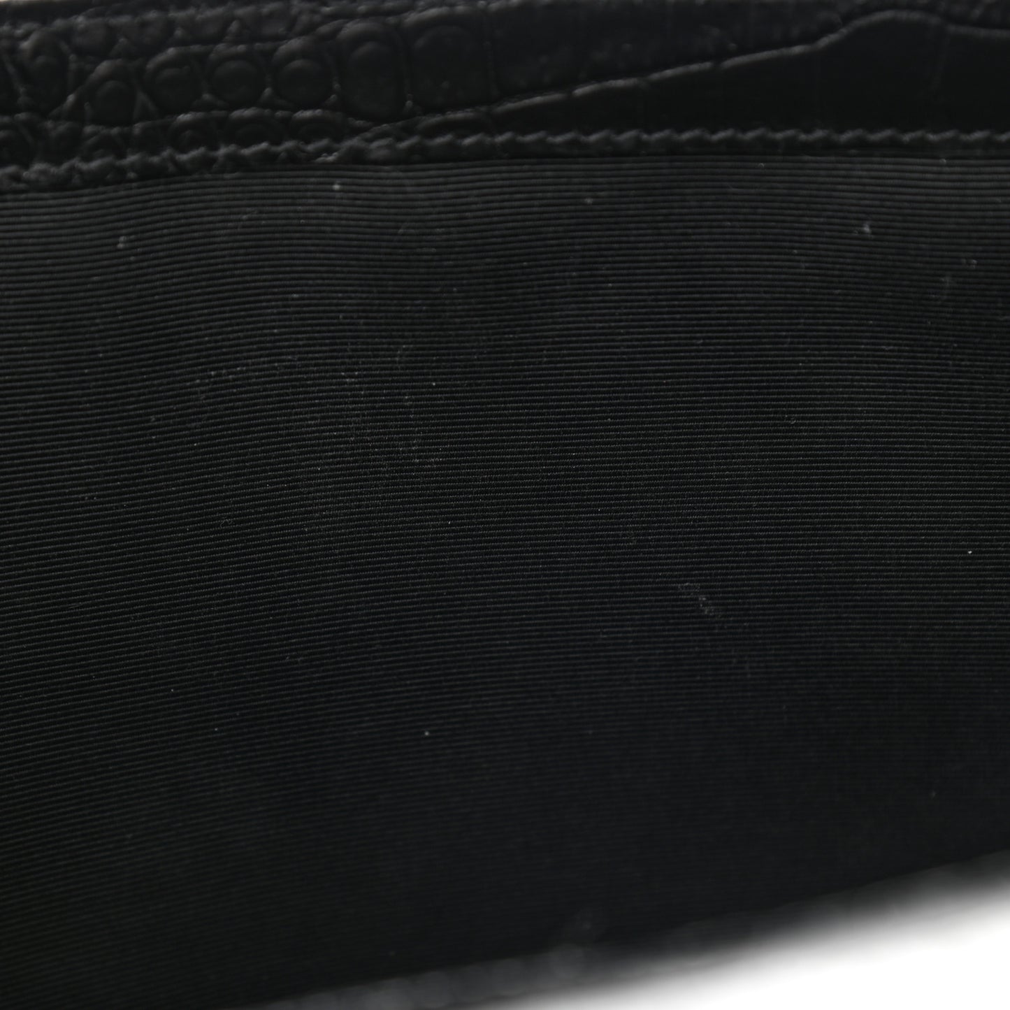 Calfskin Crocodile Embossed Monogram Large Satchel Black