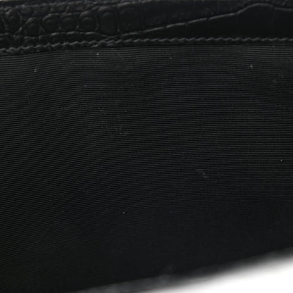 Saint Laurent Calfskin Crocodile Embossed Monogram Large Satchel Black 9 of 15