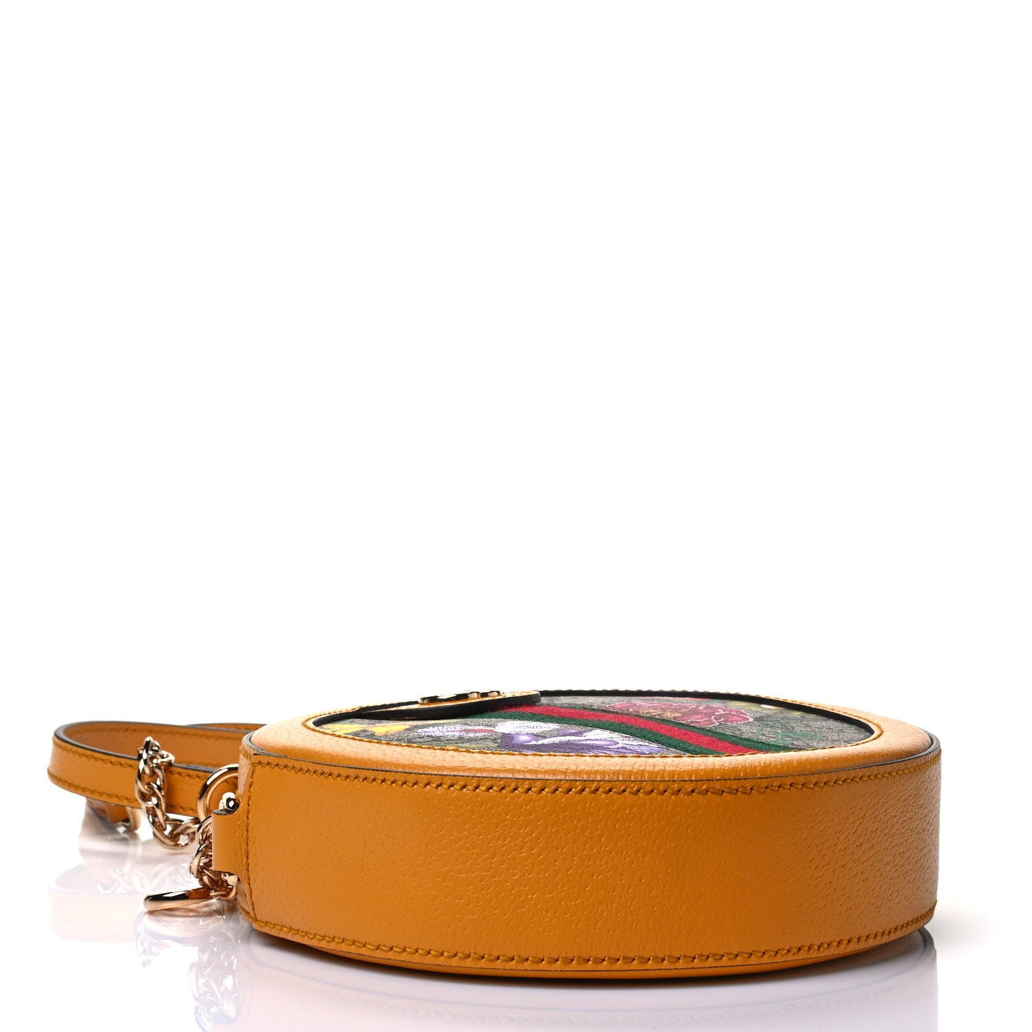 Gucci GG Supreme Monogram Flora Web Mini Ophidia Round Shoulder Bag Beige Multicolor Crop 3 of 4
