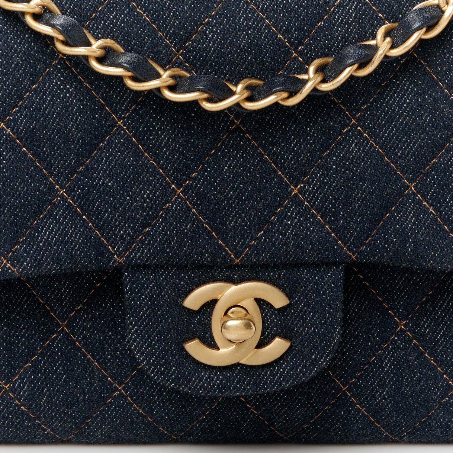 Chanel Denim Quilted Medium Double Flap Dark Blue 9 of 11