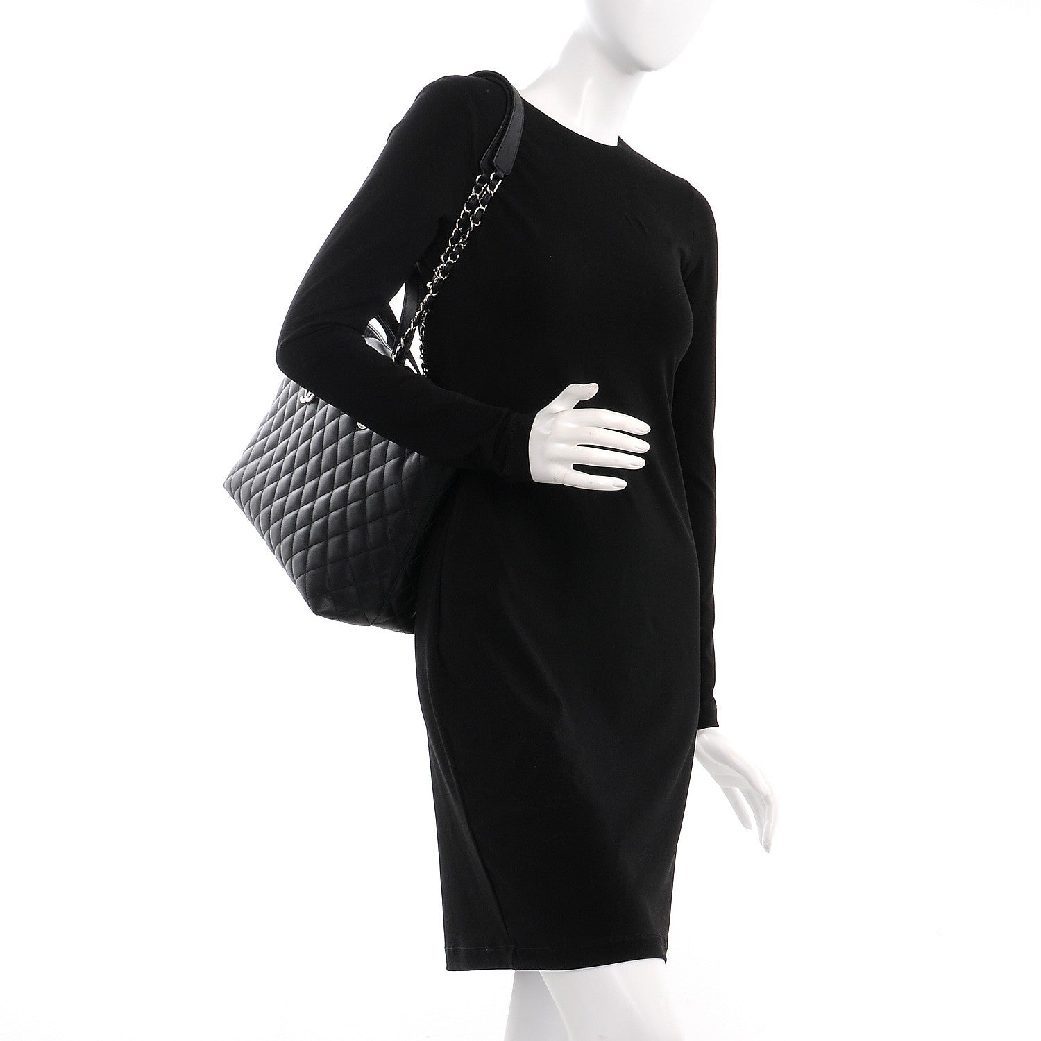 Chanel Calfskin Quilted Large Shopping Tote Black 2 of 9