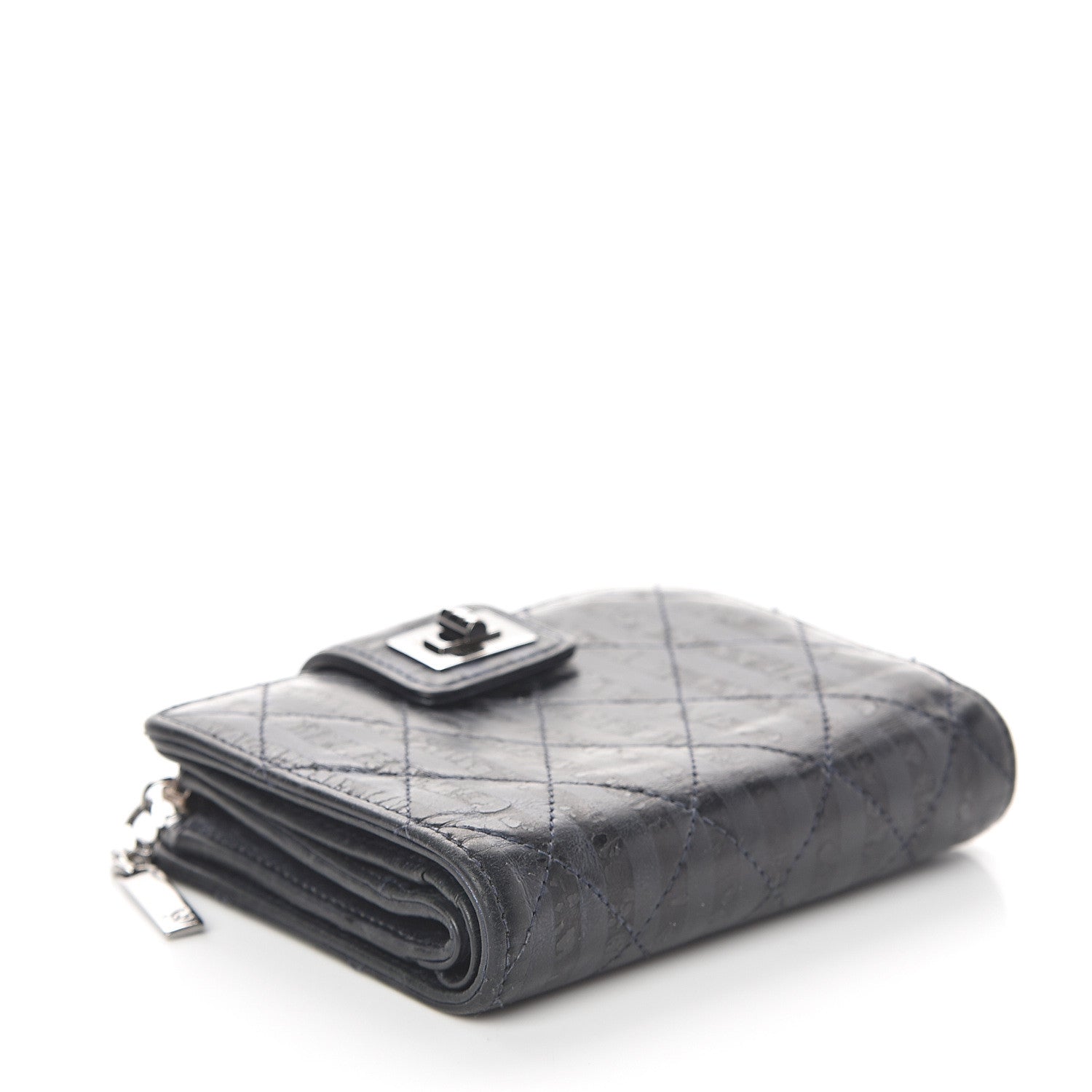 Chanel Aged Calfskin Striped Reissue Compact Wallet Black 3 of 6