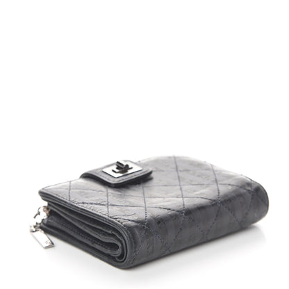 Chanel Aged Calfskin Striped Reissue Compact Wallet Black 3 of 6