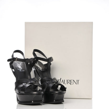 Saint Laurent Calfskin Tribute 105 Platform Sandals 39 Black 14 of 14