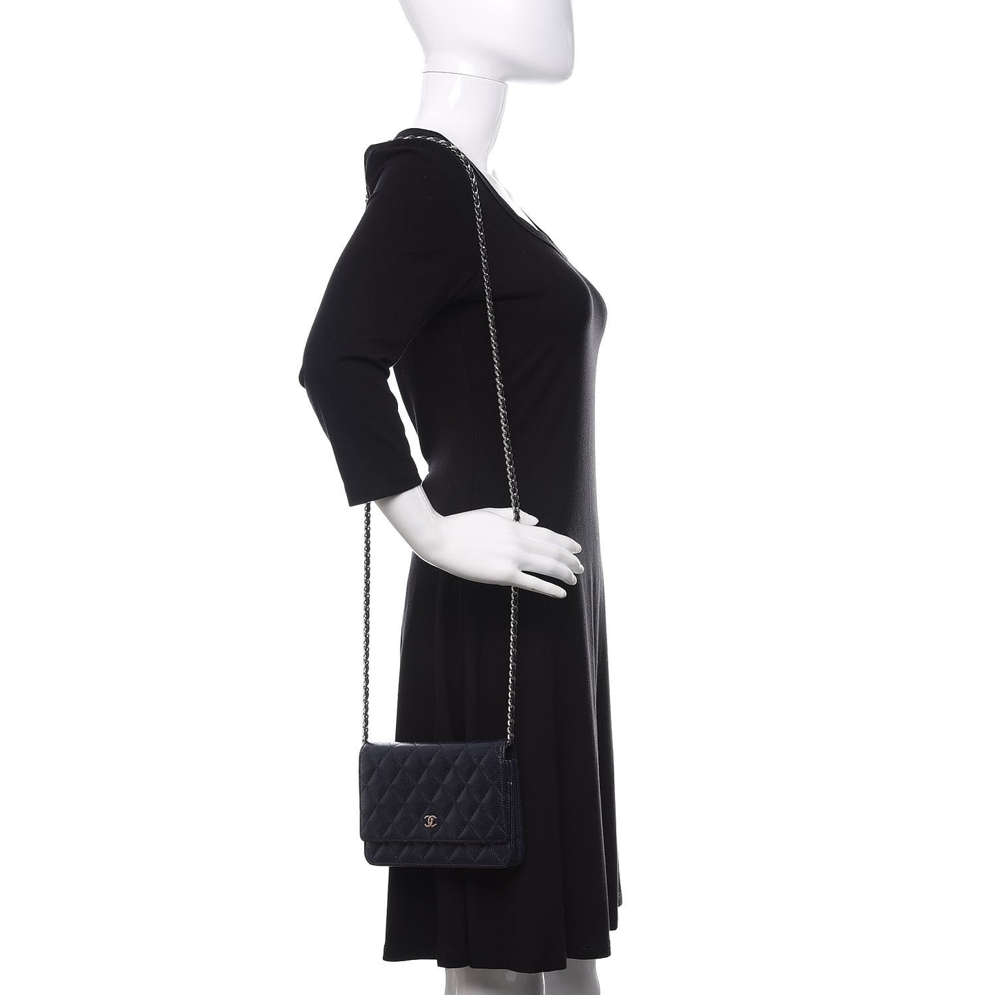Caviar Quilted Wallet On Chain WOC Blue
