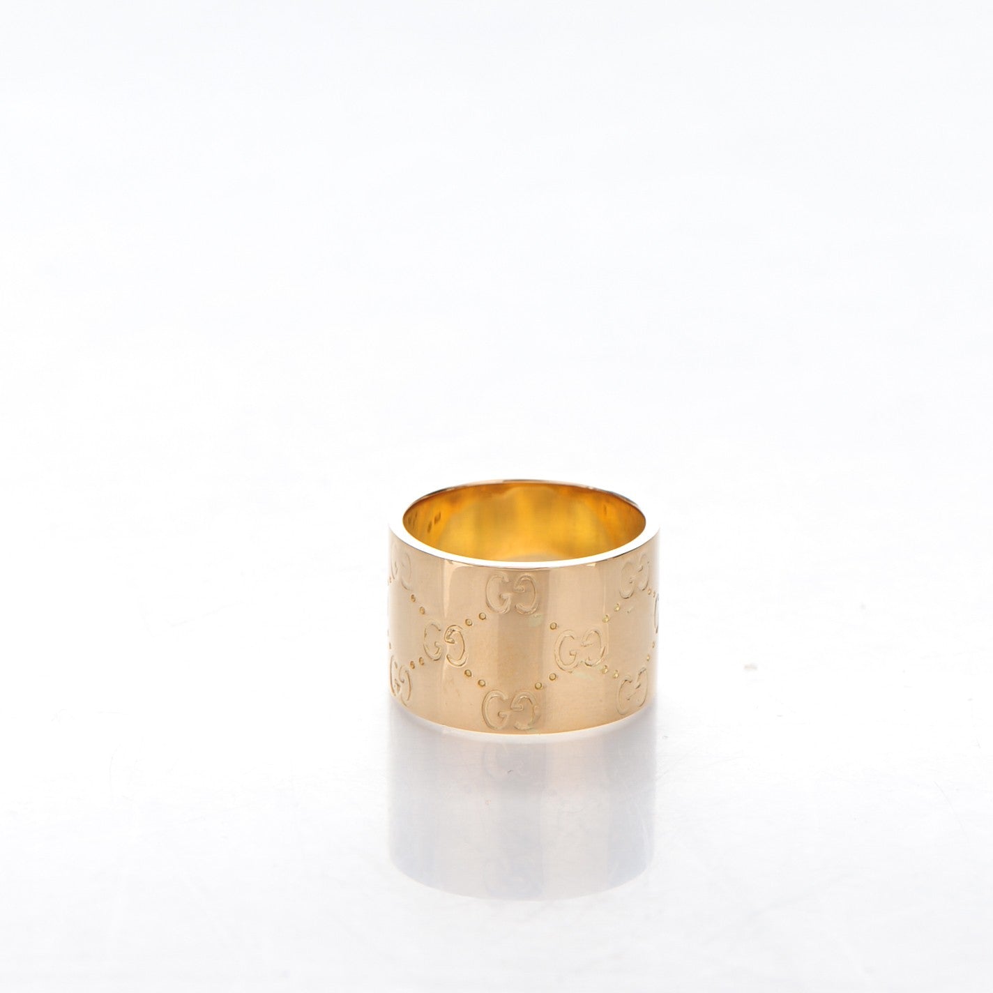 Gucci 18K Yellow Gold 14mm Icon Wide Band Ring 57 8 3 of 10