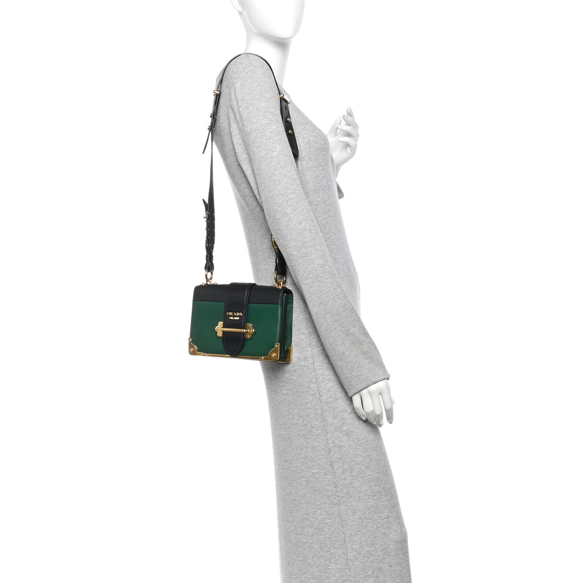 Prada City Calf Saffiano Cahier Bag Biliardo Black 2 of 9