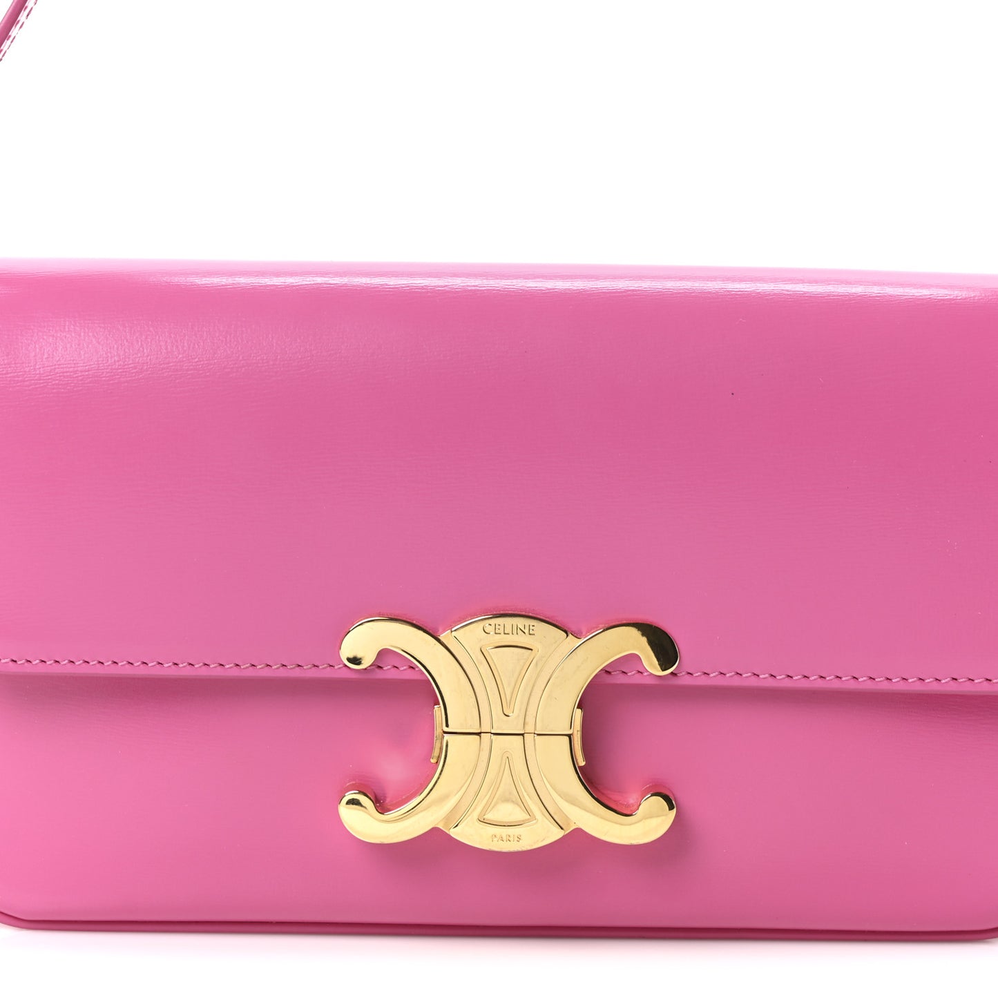 Shiny Calfskin Triomphe Shoulder Bag Fuchsia