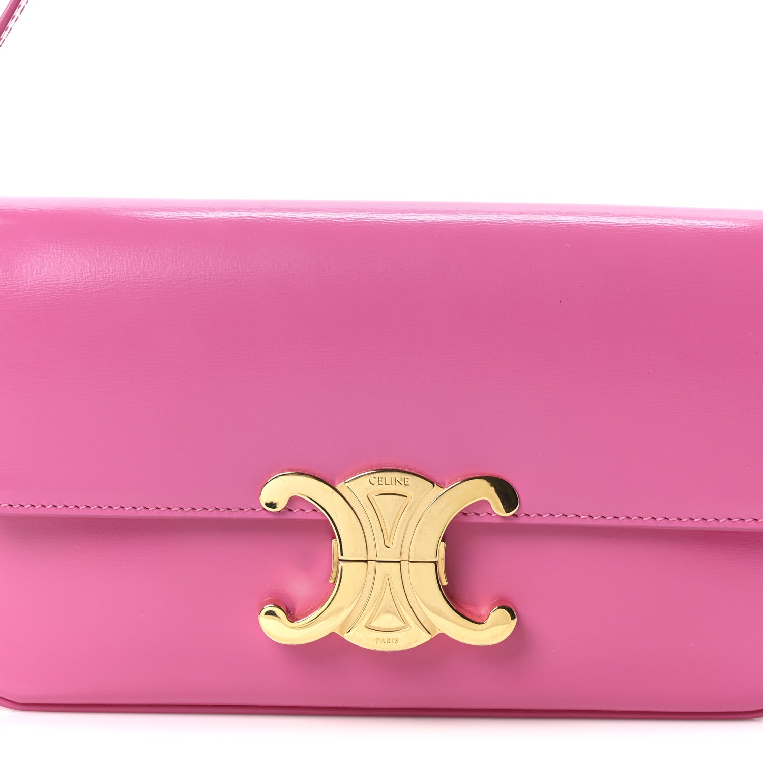 Celine Shiny Calfskin Triomphe Shoulder Bag Fuchsia 9 of 11