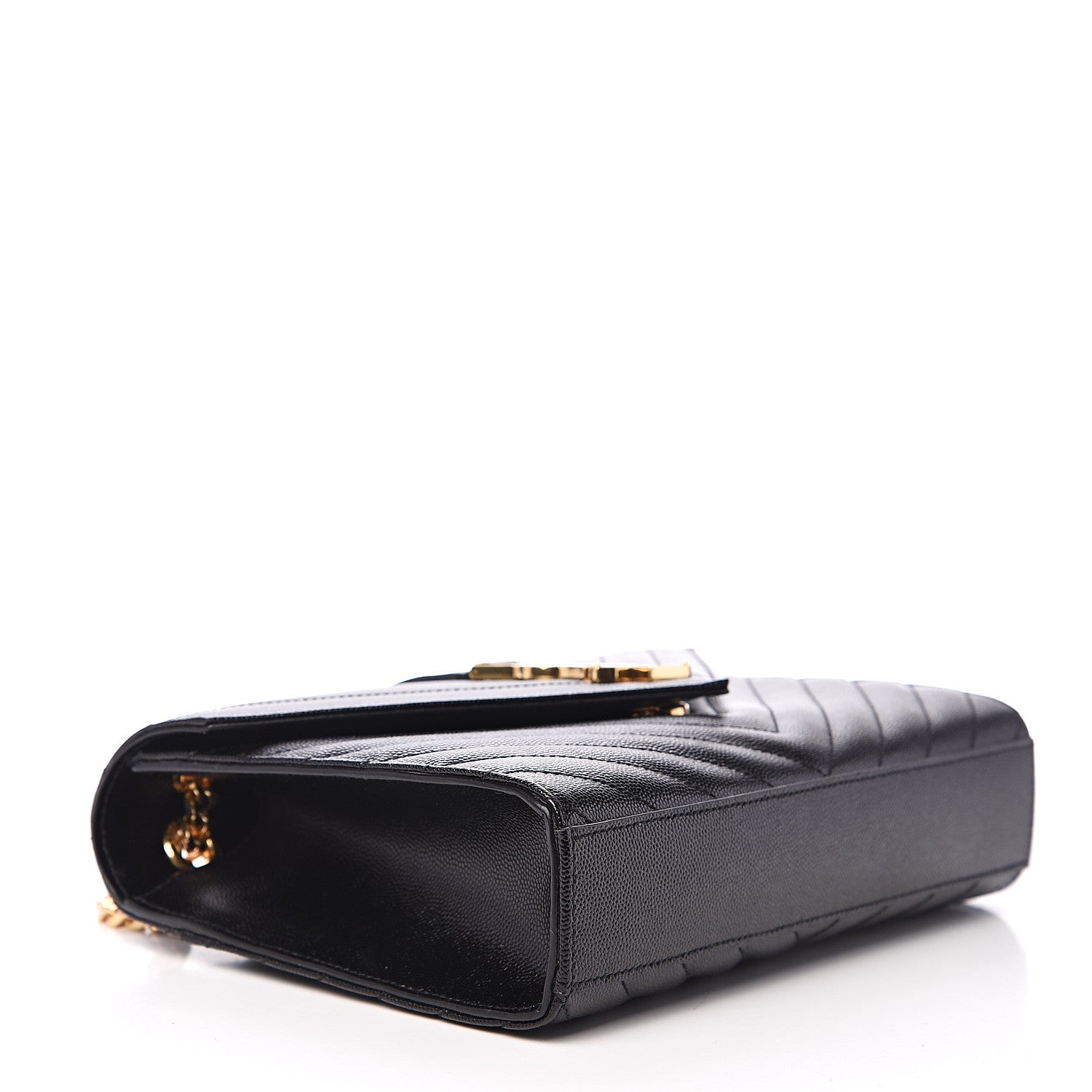 Saint Laurent Grain De Poudre Matelasse Chevron Medium Monogram Satchel Black 3 of 11