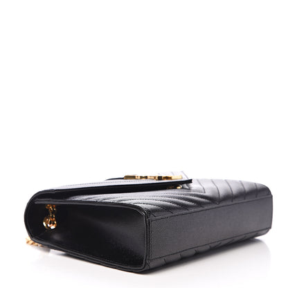 Saint Laurent Grain De Poudre Matelasse Chevron Medium Monogram Satchel Black 3 of 11