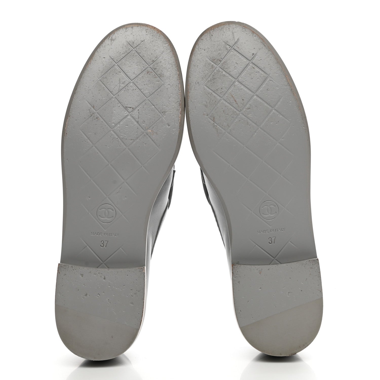 Chanel Lambskin Quilted CC Turnlock Loafers 37 Grey 6 of 13