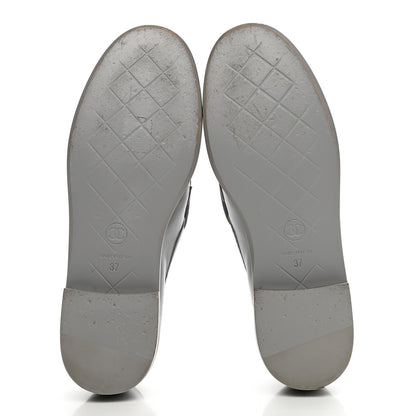 Chanel Lambskin Quilted CC Turnlock Loafers 37 Grey 6 of 13