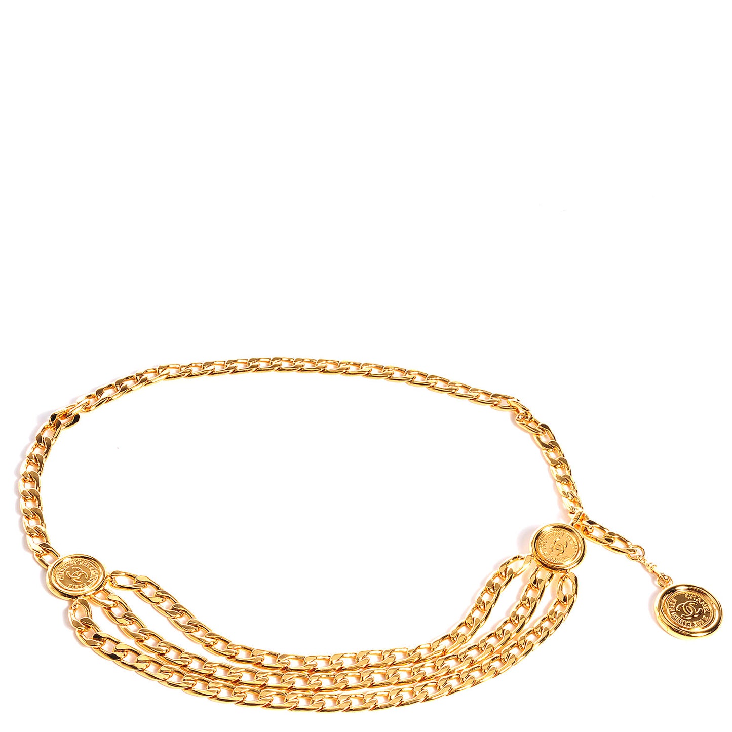 Chain CC Medallion Belt Gold