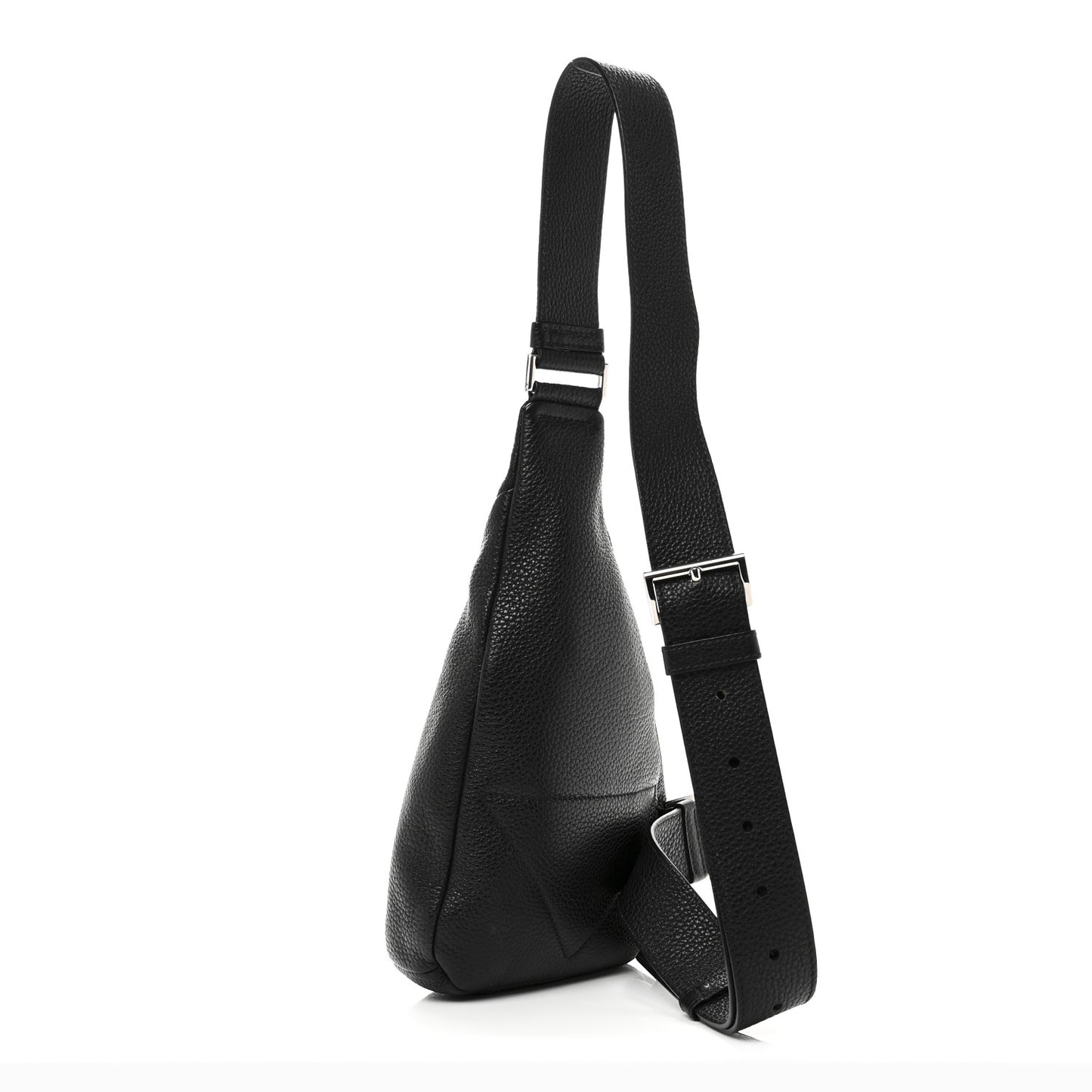 Vitello Daino Logo Embossed Cross Sling Backpack Black