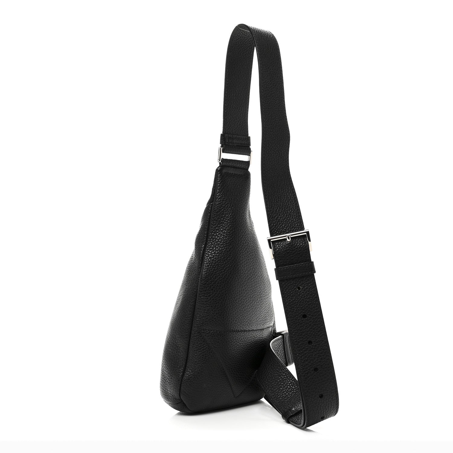 Prada Vitello Daino Logo Embossed Cross Sling Backpack Black 3 of 9