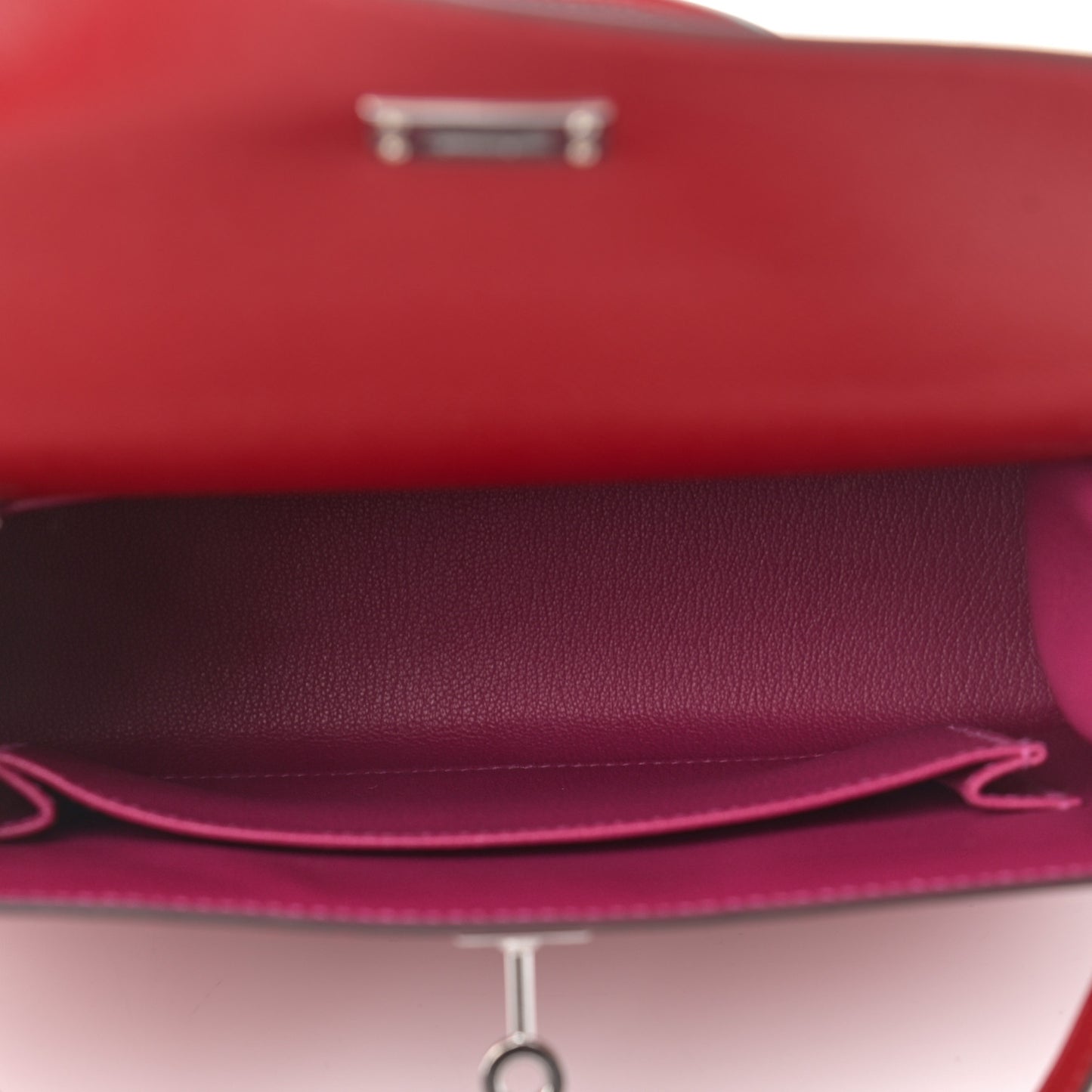 Madame Calfskin Verso Kelly Sellier 25 Rouge Piment Rose Pourpre