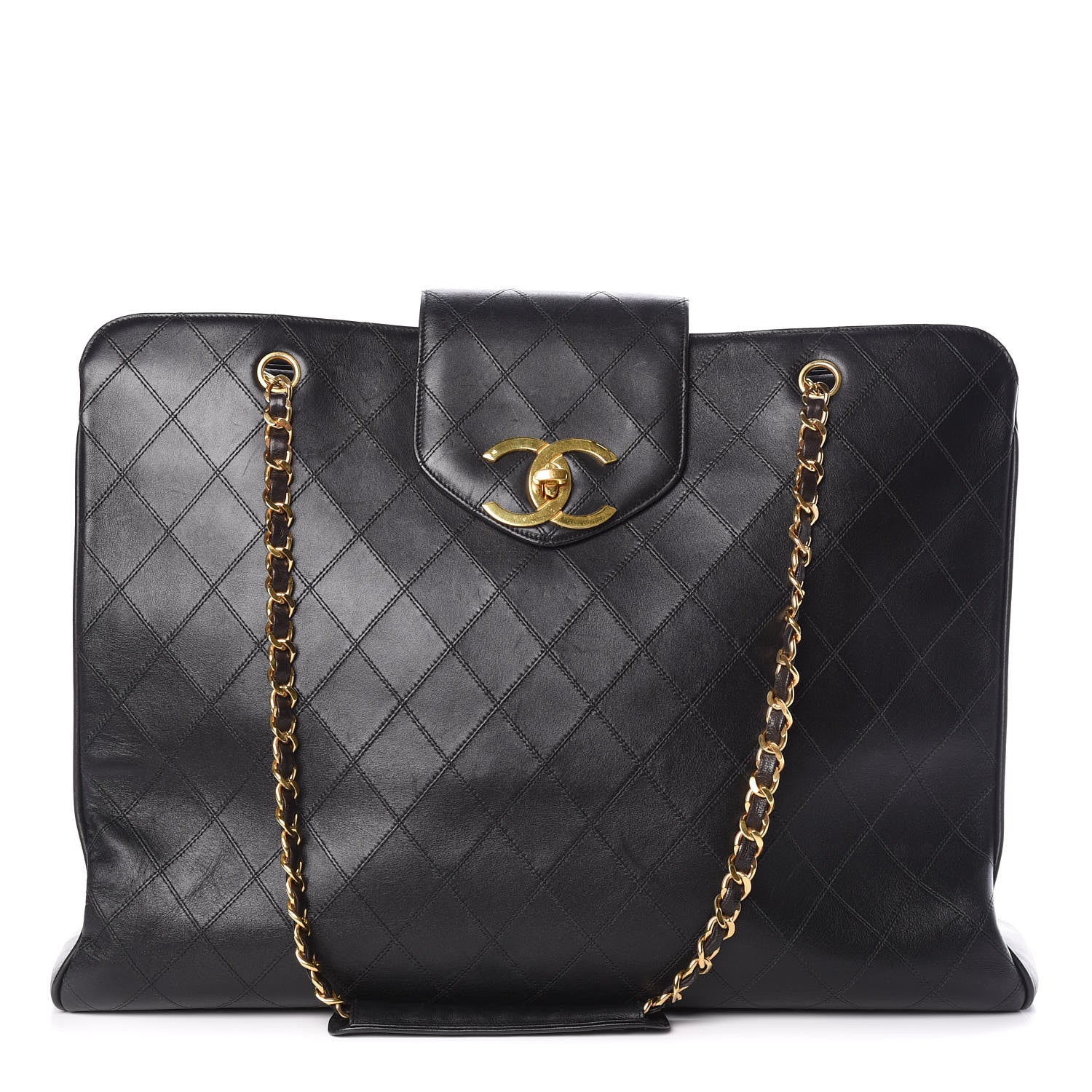 Chanel Calfskin Stitched XL Weekender Black 1 of 11