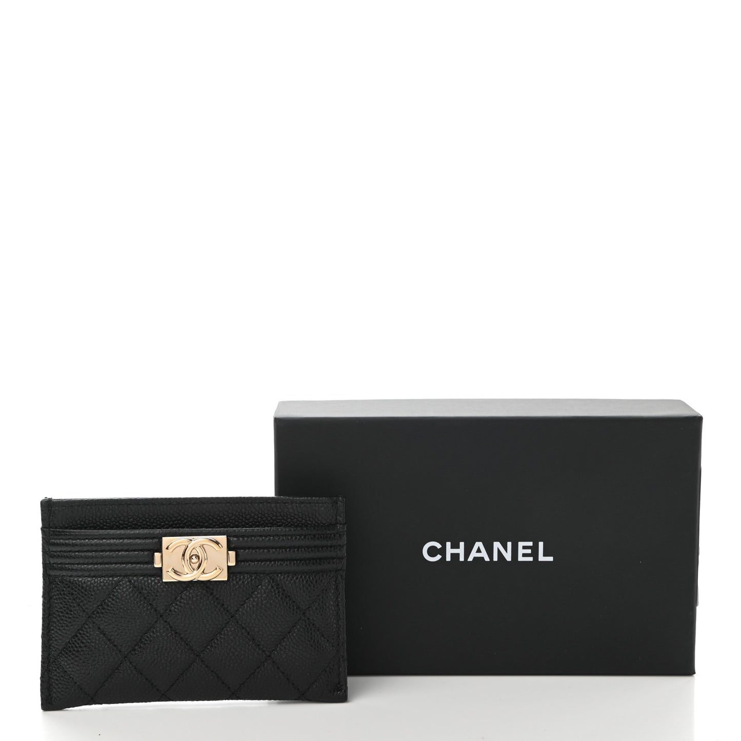 Caviar Quilted Boy Card Holder Black