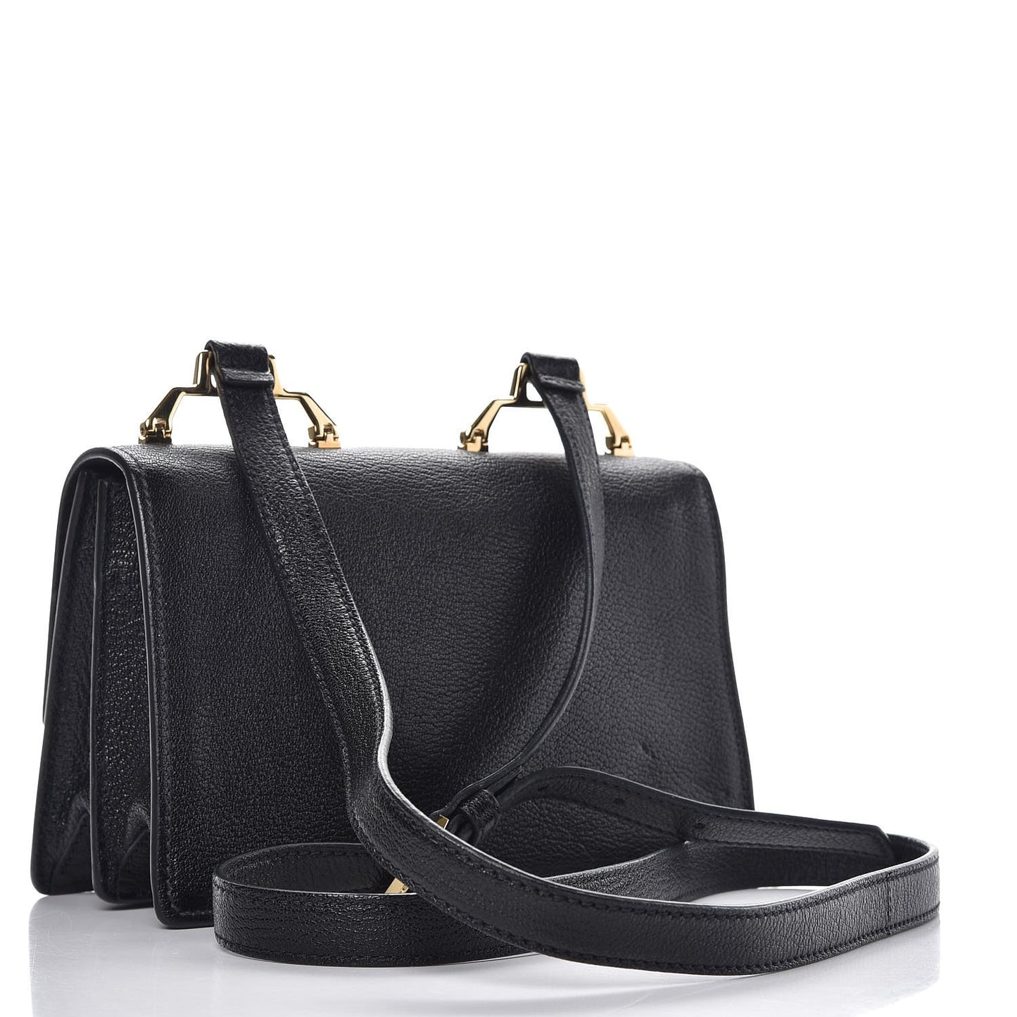 Goatskin Madras Miu Logo Shoulder Bag Black