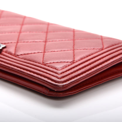 Chanel Lambskin Quilted Boy Yen Wallet Red 10 of 26