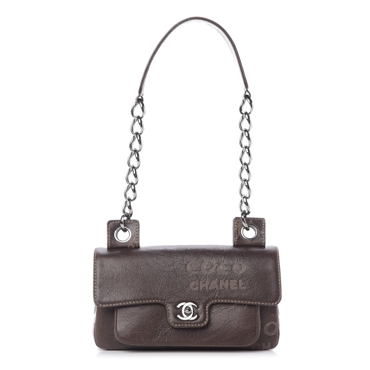 Calfskin Graffiti Flap Brown