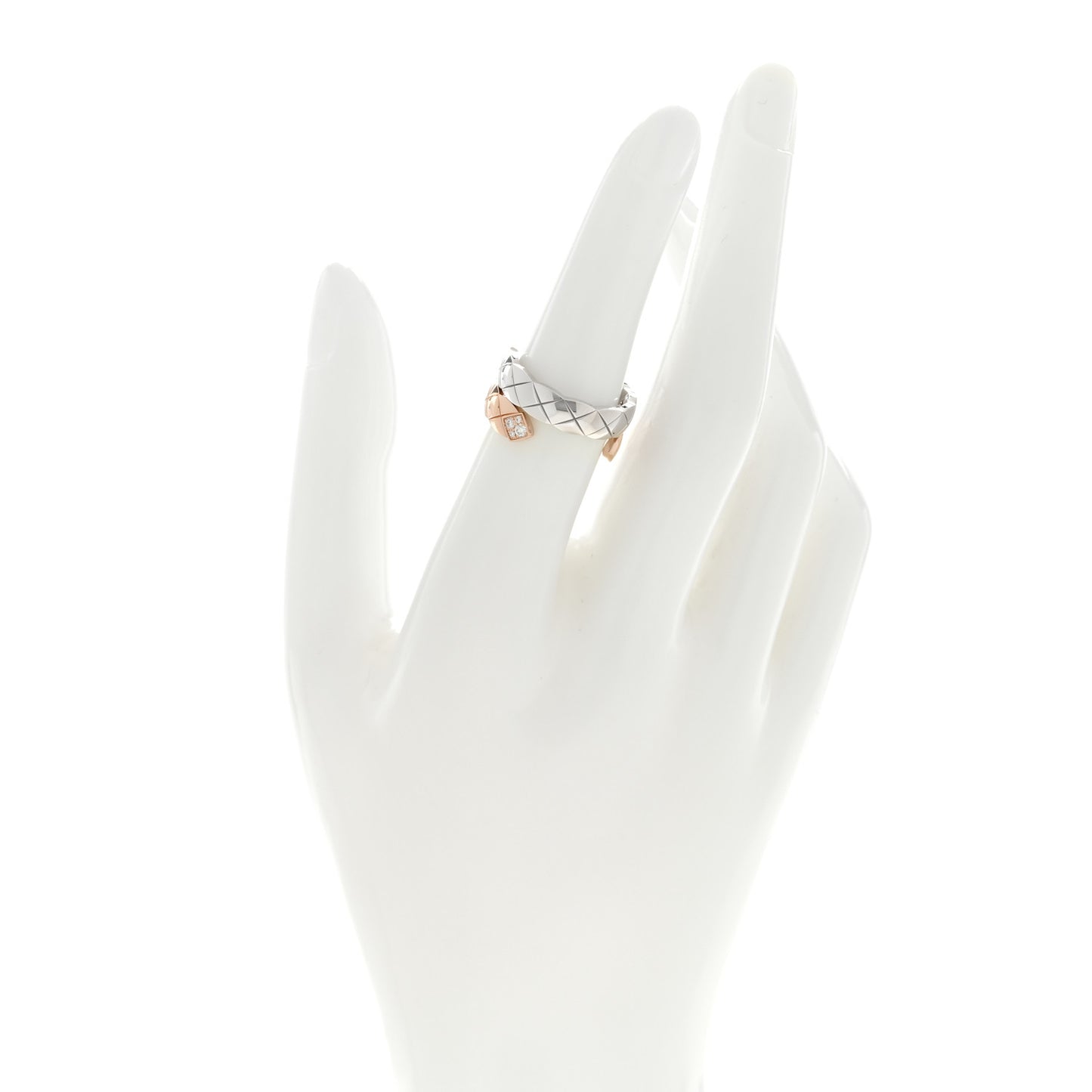 18K White Beige Gold Diamond Coco Crush Toi et Moi Ring 51 5.75