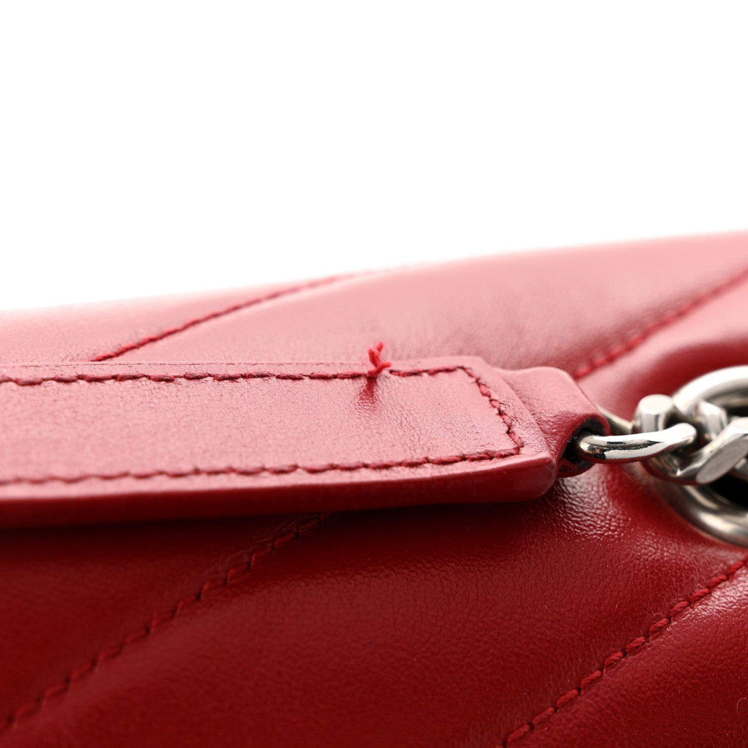 Saint Laurent Calfskin Y Quilted Monogram Medium Loulou Chain Satchel Rouge Eros 16 of 16