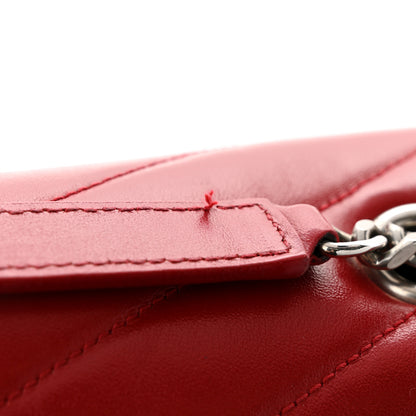 Saint Laurent Calfskin Y Quilted Monogram Medium Loulou Chain Satchel Rouge Eros 16 of 16