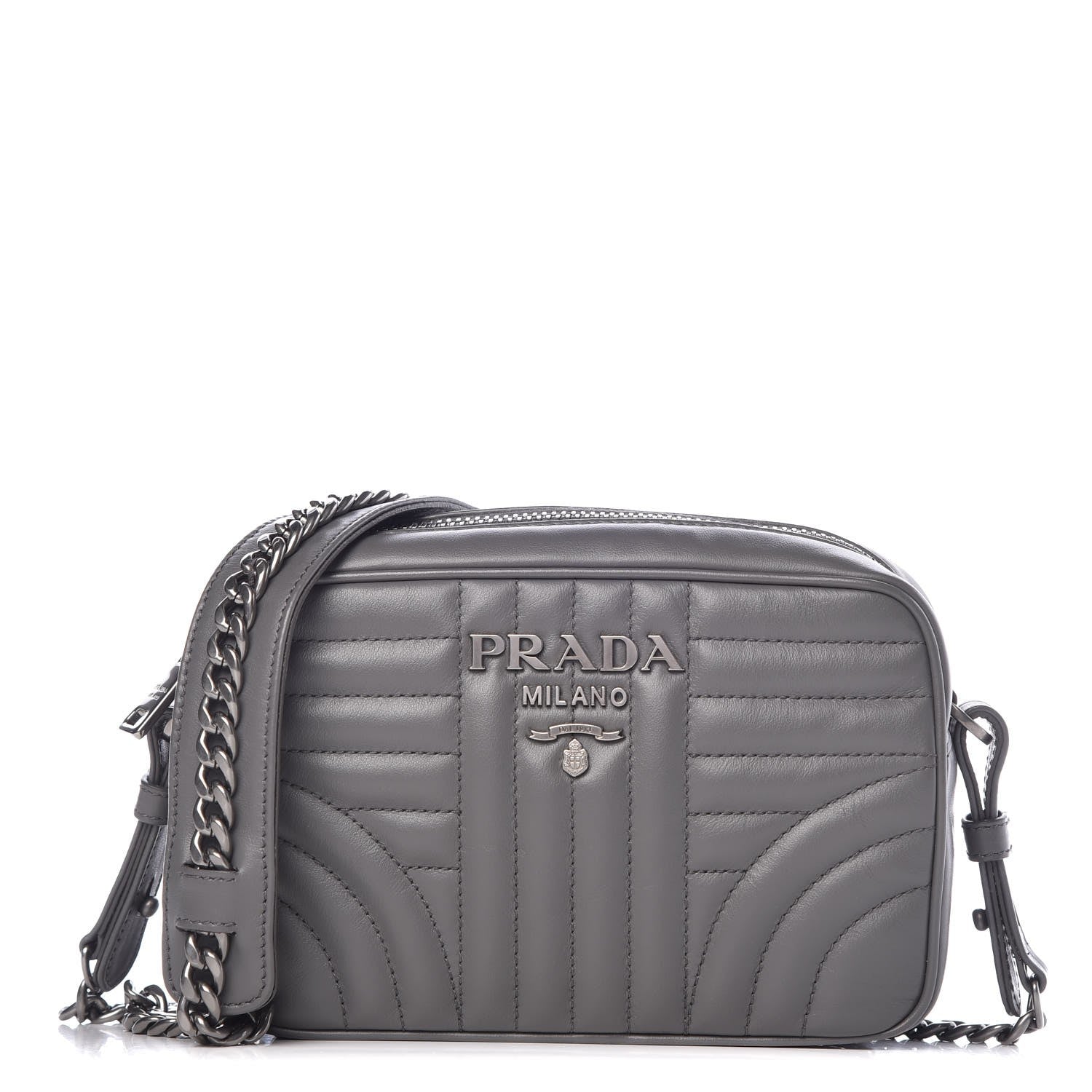 Prada Soft Calfskin Diagramme Crossbody Bag Mercurio 1 of 7