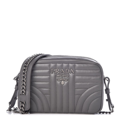 Prada Soft Calfskin Diagramme Crossbody Bag Mercurio 1 of 7
