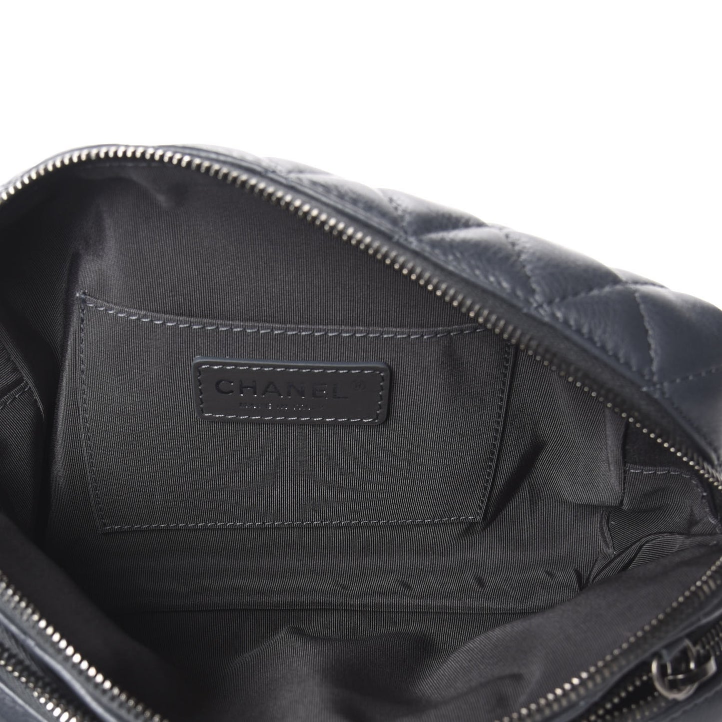 Calfskin Quilted Waist Bag Dark Grey