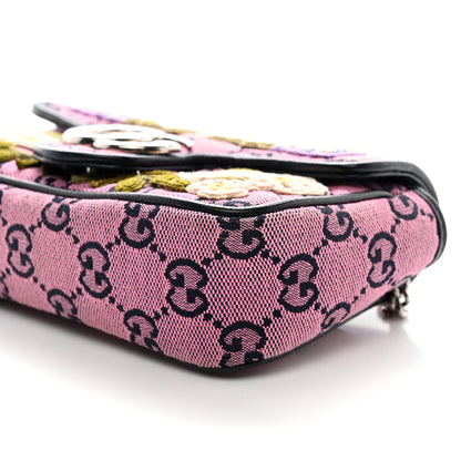 Gucci Monogram Multicolor Matelasse Diagonal Floral Embroidered Super Mini GG Marmont Shoulder Bag Pink Blue Ivory Green Lilac 10 of 10