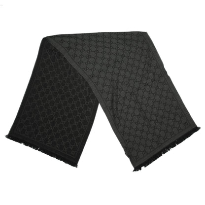 Gucci Wool Monogram Fringe Scarf Gray 1 of 5