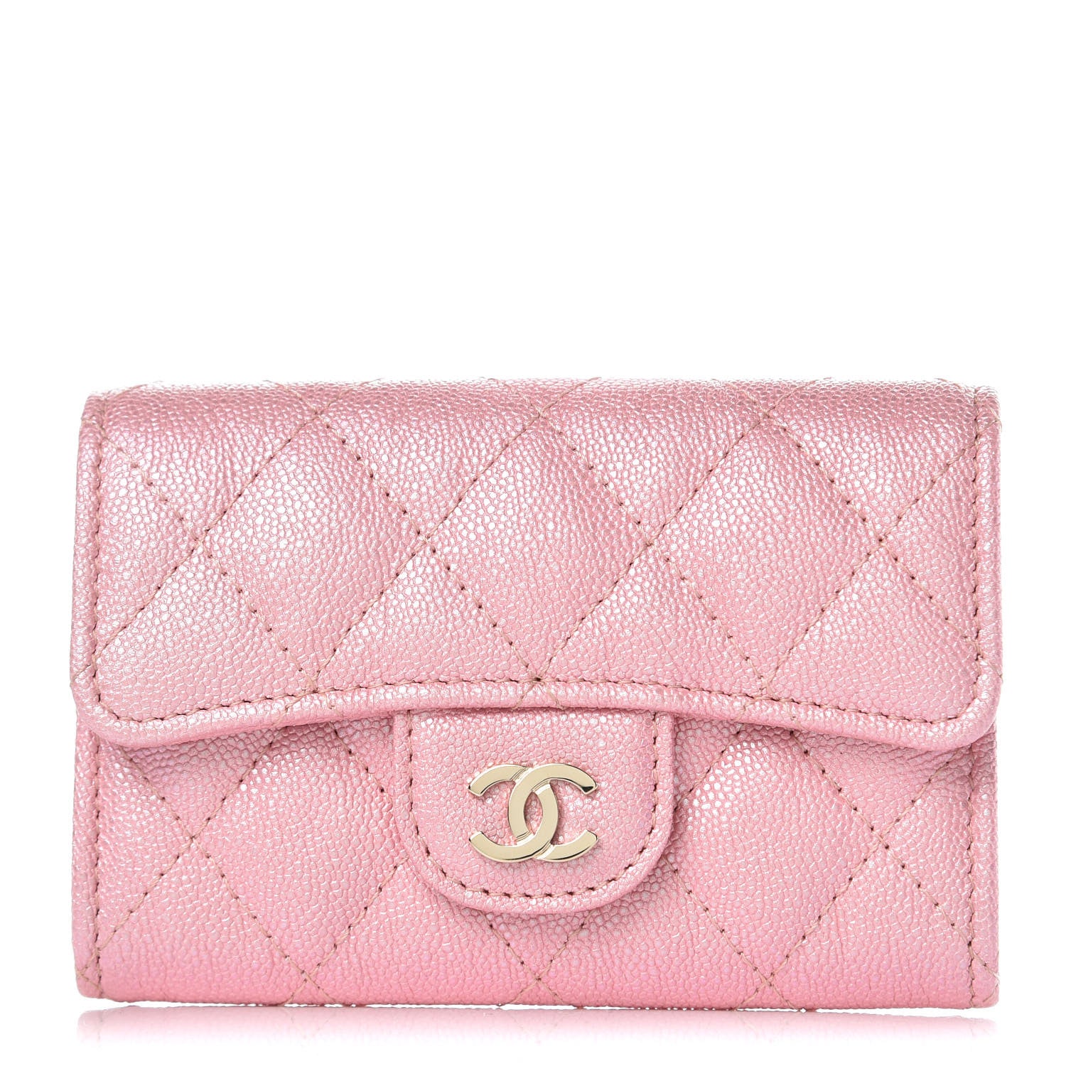 Chanel Iridescent Caviar Quilted Flap Card Holder Rose Pink 1 of 9